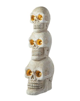 Glitzhome Handmade Lighted Halloween Skull Porch Decor With Timer