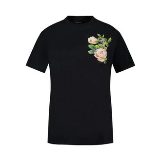 Simone Rocha T-Shirts, female, Black, Size: XS Black Rose Banquet Cotton T-Shirt