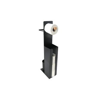 Spirella Combinaci&oacute;n De Inodoro Con Soporte Para Smartphone Acero Y Bamb&uacute; Yoni Negro Mate Spirella
