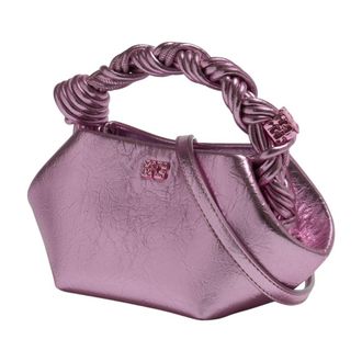 Ganni Crushed Metallic Leather Mini Bag - Pink
