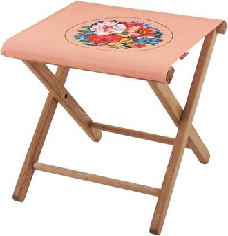 Vent de Boh&egrave;me Taburete plegable de haya y tela floral rosa