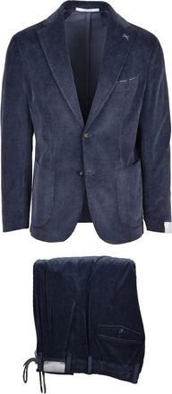 Eleventy Mens Velvet Suit - Blue