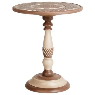 Beliani Mesa Auxiliar Tradicional Redonda 45 X 45 Cm Sala De Estar Mango Madera Oscura Eulo