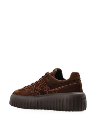 Hogan Leopard-Print Leather Platform Sneaker - Brown