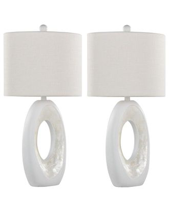LumiSource Set Of 2 Pearl 29In Contemporary Table Lamps With Grandview Gallery Linen Shade