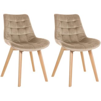 Clp Clp - Set De 2 Sillas De Comedor Brook En Terciopelo Marr&oacute;n