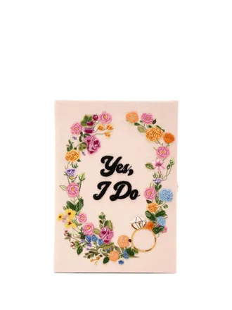 Olympia Le-Tan Clutch met bloemapplicatie - Beige