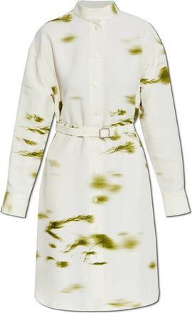 Ferragamo Jurk met zakken - Dames - Shirt Kleedjes - Beige - M - Leer - Kleedjes