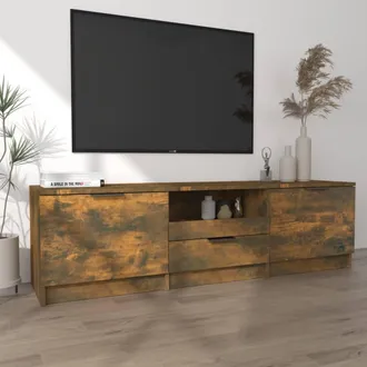 Berkfield Home TV Cabinet Smoked Oak 140x35x40 cm Engineered Wood in Brown | Size: 140 x 35 x 40 cm