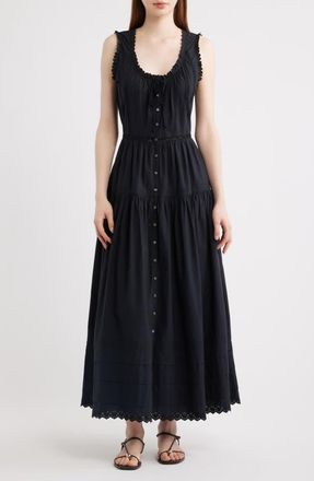 D&ocirc;en Hortense Organic Cotton Midi Dress in Black at Nordstrom, Size Xx-Small