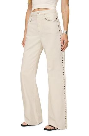Reformation Val Baggy Distressed Straight Leg Jeans in Fior Di Latte Studde at Nordstrom, Size 31