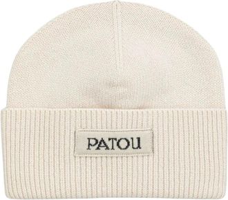 Patou Logo Label Beanie - Dames - Hoeden - Beige - ONE Size - Wol - Accessoires