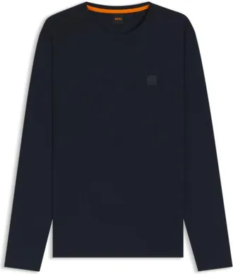BOSS Long-sleeve cotton T-shirt with logo patch