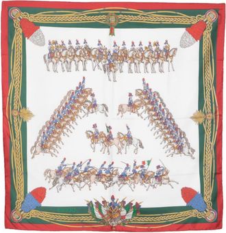 Gucci cavalry-print silk scarf - women - Silk - One Size - White