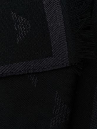 Emporio Armani Embroidered Logo Wool Scarf - Black