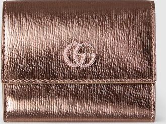 Gucci GG Marmont Bi-color Mini Wallet, Gold, Leather