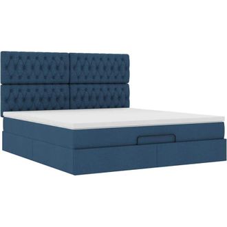 vidaXL Estructura De Cama Otomana Con Colch&oacute;n Tela Azul 160x200 Cm Vidaxl