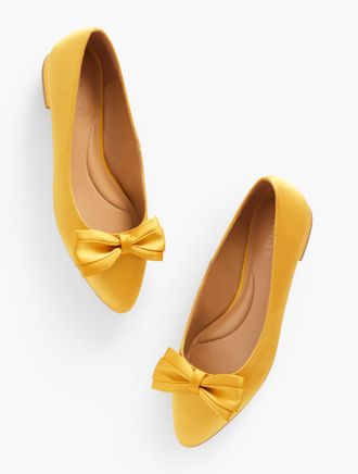 Talbots Edison Bow Satin Flats - Saffron - 6M Talbots