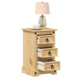 vidaXL Vidaxl - Mesita De Noche Corona Madera Maciza De Pino 35x32,5x58 Cm