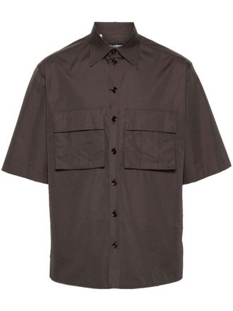 Dolce & Gabbana Camicia con ricamo logo - Marrone