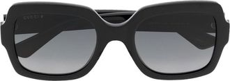 Gucci logo-plaque square-frame sunglasses - women - Acetate - One Size - Black