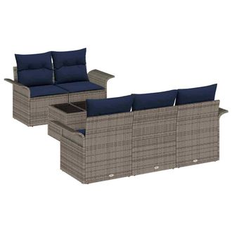 vidaXL Set Divano Da Giardino 6 Pz Grigio Polyrattan Vidaxl