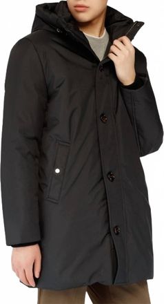 Moorer Hooded Mid Length Parka Coat In Nero