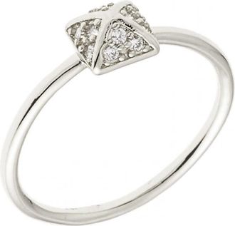 Sole du Soleil Lupine Collection Womens 18k WG Plated Geo Fashion Ring Size 7