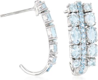 Ross-Simons Aquamarine and. Swiss Blue Topaz Earrings in Sterling Silver