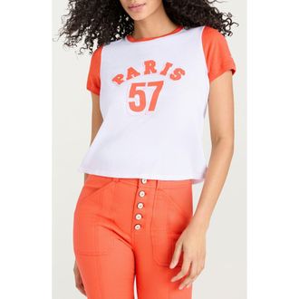 Cinq &agrave; Sept Paris Shrunken Ringer T-Shirt in White/Cherry Tomato at Nordstrom Rack, Size X-Small