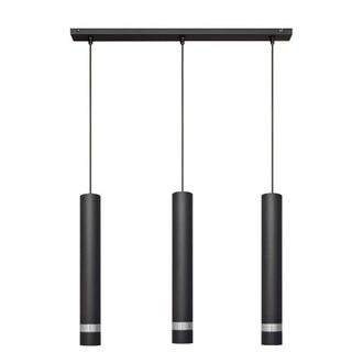 Netlighting Tuba Straight Bar Pendant Ceiling Light Black Chrome 60cm
