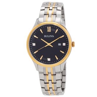 Bulova Classic Quartz Black Dial Mens Watch 98D160