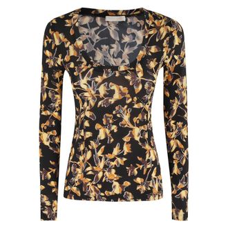 Ulla Johnson Aris Jersey Long Sleeve U Neck Top - Tops - Mujer - Multicolor - L