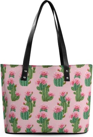 Generic Tropical Cactus Flowers Tote Bags for Women Cute Shoulder Purses Handbags