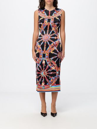 Dolce & Gabbana Midi Sheath Dress in Satin with Sicilian Cart Print