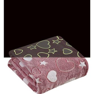 Luxury Home Glow in the Dark Ultra Plush Fleece Throw Blanket in Heart/star at Nordstrom Rack