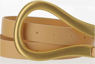 Bottega Veneta Womens Belt French Calf Almond-Gold Calfskin Almond/gold