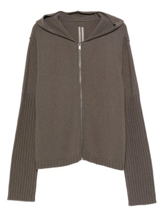 Rick Owens hooded ribbed-cuff cardigan - men - Cashmere - M - Grey