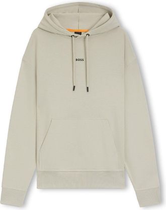 HUGO BOSS Mens Contrast Logo Hoodie in Beige - Size Medium