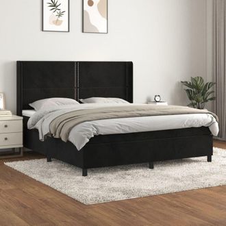 vidaXL Vidaxl - Cama Box Spring Con Colch&oacute;n Terciopelo Negro 180x200 Cm