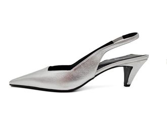 Gucci Guci Silver Leather Slingback Sandals Size 37