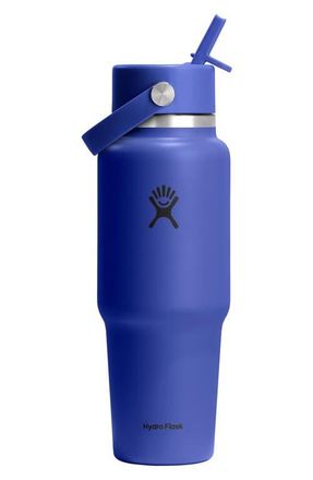 Hydro Flask 32-Ounce Wide Mouth Travel Bottle with Flex Straw Cap in Capri Blue at Nordstrom