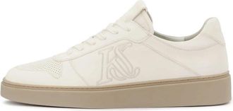 Kazar Leren sneakers in gebroken wit met geborduurd logo - Heren - Sneakers - Wit - 40 EU - Leer - Schoenen