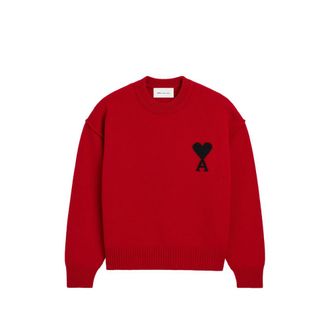 Ami Crew-neck Wool Sweater With Ami De Coeur