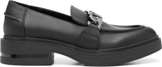 Liu Jo Black Gabrielle 23 Polyurethane Silver Chain Loafers