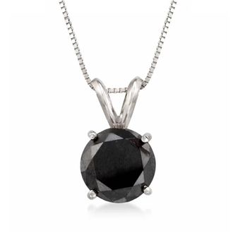 Ross-Simons Black Diamond Solitaire Necklace in 14kt White Gold