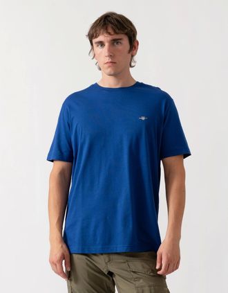 GANT Mens GANT Mens Regular Fit Short Sleeve Shield Logo T-Shirt - 476 Blue Horizon - Size: 42