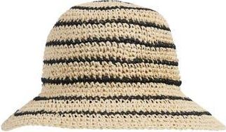Bruno Magli Stripe Crochet Straw Bucket Hat in Natural/black at Nordstrom Rack