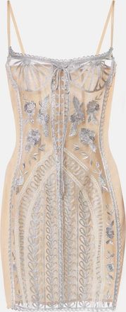 The Attico Embroidered sheer minidress