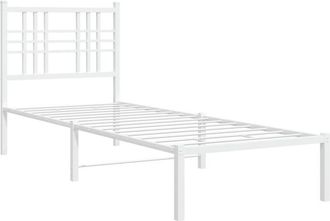 vidaXL Metal Bed Frame without Mattress with Headboard White 75x190cm vidaXL